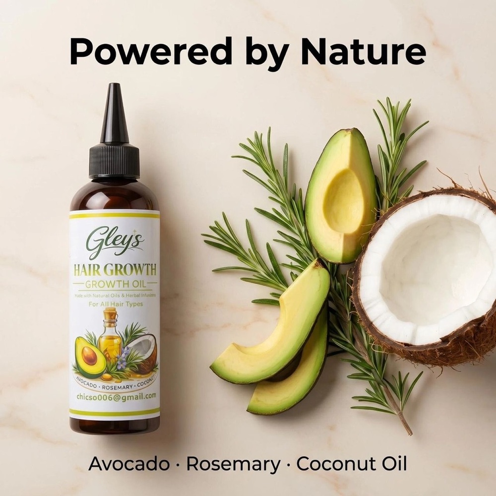 Gley's Hair Growth Oil — Avocado + Rosemary + Coconut (Light Green & Brown)